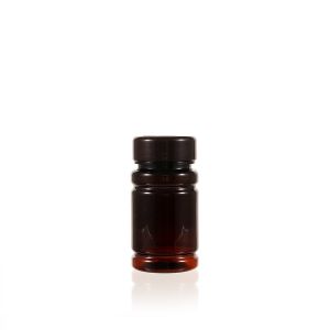 80cc Amber PET Plastic Packer Bottle (F2011P0080-2) with Amber Flip-Top Cap