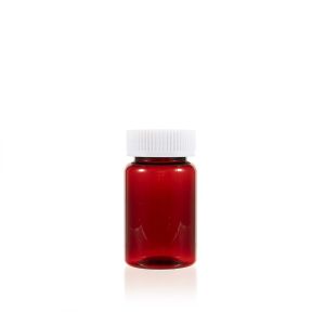 100cc Red PET Plastic Packer Bottle (F2019P0100) with White Child-Resistant Plastic Cap