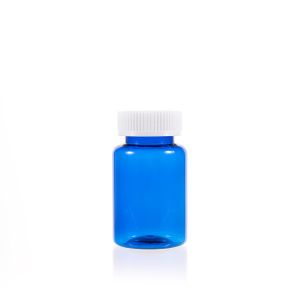 120cc Blue PET Plastic Packer Bottle (F2043P0120) with White Child-Resistant Plastic Cap