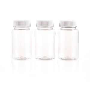 100cc Clear PET Plastic Packer Bottle (F3002P0100) with White Screw Cap