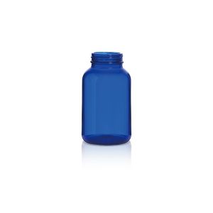 250 mL USP Type III Cobalt Blue Glass Packer Bottle with GPI 45-400 Neck Finish