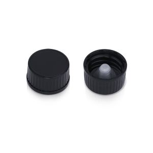 18/400 Black Plastic Cap to Match 0.5 oz Boston Round Glass Bottles with GPI 18/400 Neck Finish (A18400CA01)