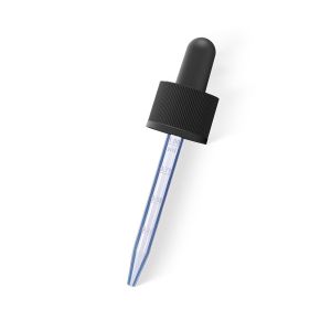 18/415 Black Smooth-Sided Ribbed-Style Child-Resistant Dropper with 77mm Long Graduated Plastic Pipette (A18415CR01-3)