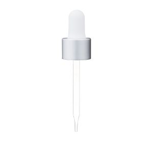 18/415 Dropper with Matte Silver Metal Outer Shell with Straight-Tipped Glass Pipette (A18415DR06)