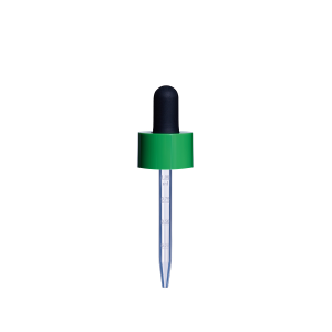 20/400 Smooth-Sided Child-Resistant Green Dropper with 77mm Long Graduated Plastic Pipette (A20400CR01C10)