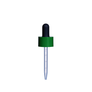 20/400 Smooth-Sided Child-Resistant Deep Green Dropper with 77mm Long Graduated Plastic Pipette (A20400CR01C11)