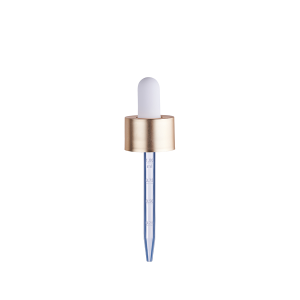 20/400 Smooth-Sided Electroplated Matte Gold Child-Resistant Dropper with 77mm Long Graduated Plastic Pipette (A20400CR01MGL01)