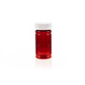 150cc Amber PET Plastic Packer Bottle (F2202P0150) with White Child-Resistant Plastic Cap
