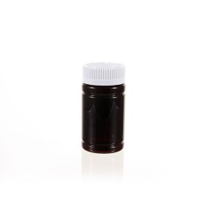 100cc Amber PET Plastic Packer Bottle (F3001P0100) with White Child-Resistant Plastic Cap