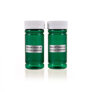 120cc Green PET Plastic Packer Bottle (F3003P0120) with White Child-Resistant Plastic Cap
