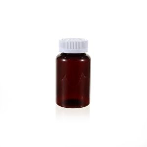 150cc Amber PET Plastic Packer Bottle (F3008P0150) with White Child-Resistant Plastic Cap