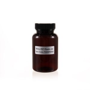 150cc Amber PET Plastic Packer Bottle (F3010P0150) with Black Plastic Cap