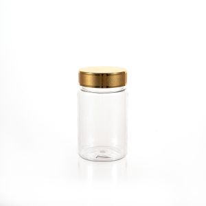 120cc Clear PET Plastic Packer Bottle (F3022P0120) with Gold Plastic Cap