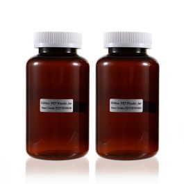 500cc Amber PET Plastic Packer Bottle (F2175P0500) with White Screw Plastic Cap