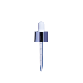 18/415 Smooth-Sided Glossy Silver Child-Resistant Dropper with 77mm Long Graduated Plastic Pipette (A18415CR01GSL01)
