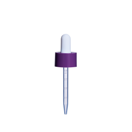 20/400 Smooth-Sided Child-Resistant Purple Dropper with 77mm Long Graduated Plastic Pipette (A20400CR01C17)