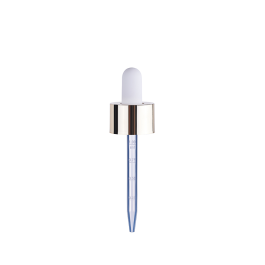 20/400 Smooth-Sided Electroplated Glossy Gold Child-Resistant Dropper with 77mm Long Graduated Plastic Pipette (A20400CR01GGD01)
