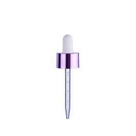 20/400 Smooth-Sided Electroplated Glossy Purple (with Blue Tint) Child-Resistant Dropper with 77mm Long Graduated Plastic Pipette (A20400CR01GPL02)
