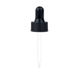 20/400 Black Standard Dropper with Straight-Tipped Glass Pipette (A20400DR04)