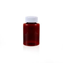 150cc Amber PET Plastic Packer Bottle (F3004P0150) with White Child-Resistant Plastic Cap