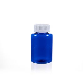150cc Blue PET Plastic Packer Bottle (F3004P0150) with White Child-Resistant Plastic Cap
