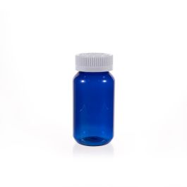 150cc Blue PET Plastic Packer Bottle (F3005P0150) with White Child-Resistant Plastic Cap