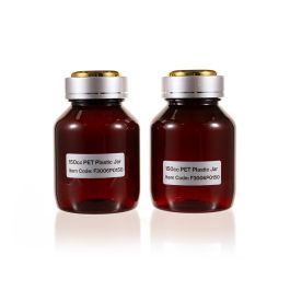 150cc Amber Plastic Packer Bottle (F3006P0150) with Electroplated Silver Double Shell Cap