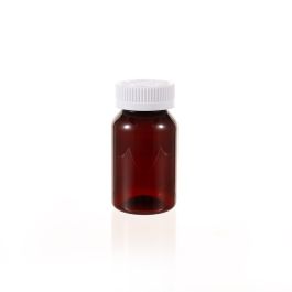 120cc Amber PET Plastic Packer Bottle (F3007P0120) with White Child-Resistant Plastic Cap