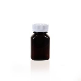 150cc Amber PET Plastic Packer Bottle (F3007P0150) with White Child-Resistant Plastic Cap