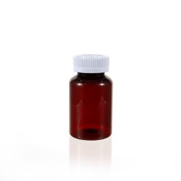 150cc Amber PET Plastic Packer Bottle (F3011P0150) with White Child-Resistant Plastic Cap