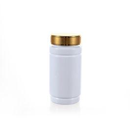 175cc Opaque White PET Plastic Packer Bottle (F3021P0175) with Gold Plastic Cap